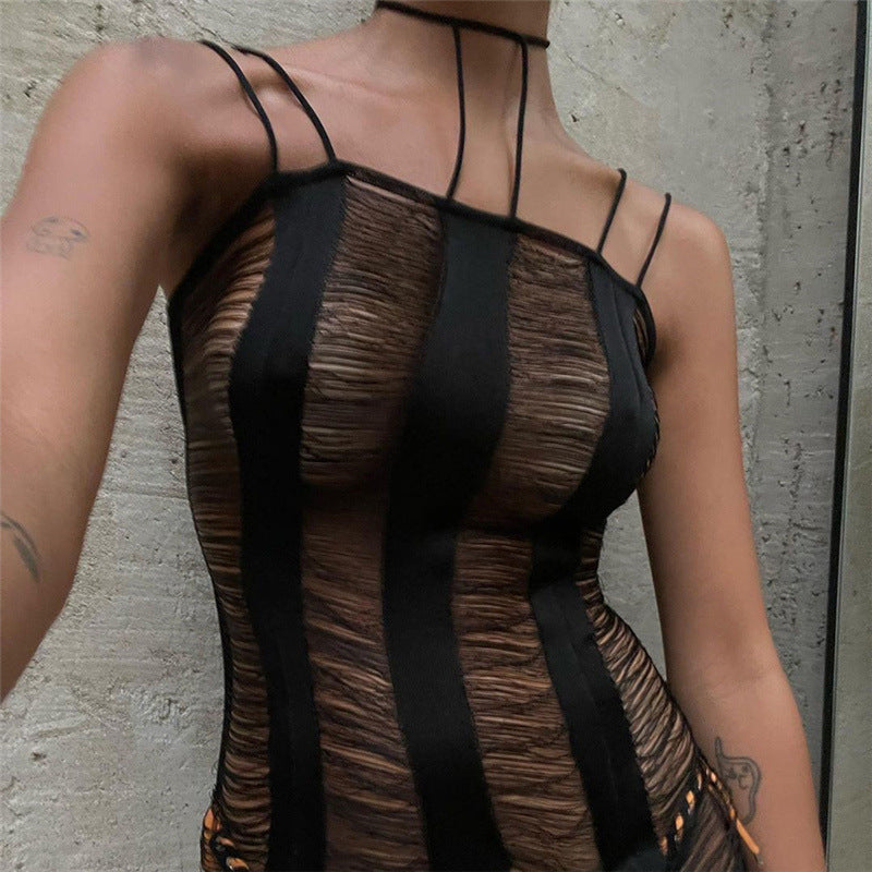 Womens Strappy Hollow-Out Sheer Jumpsuit