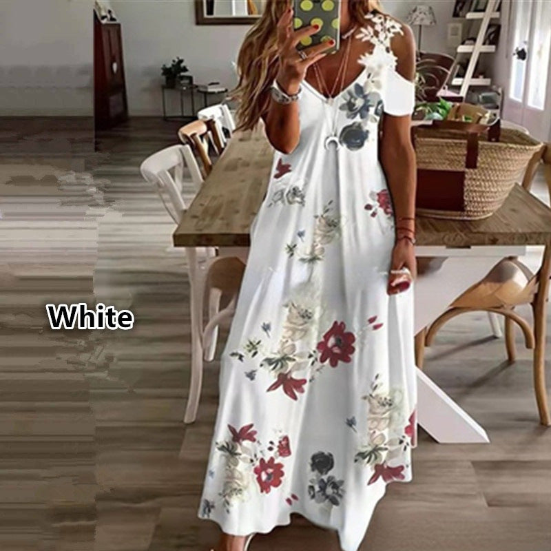 Women's Lace V-neck Strap Long Skirt