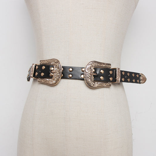 Dark Metal Punk Rock Girl Handsome And Full Of Jeans Belt