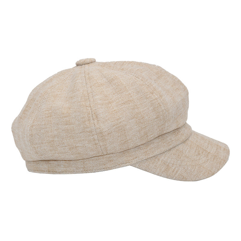 Casual All-match Plaid Cotton Octagonal Hat
