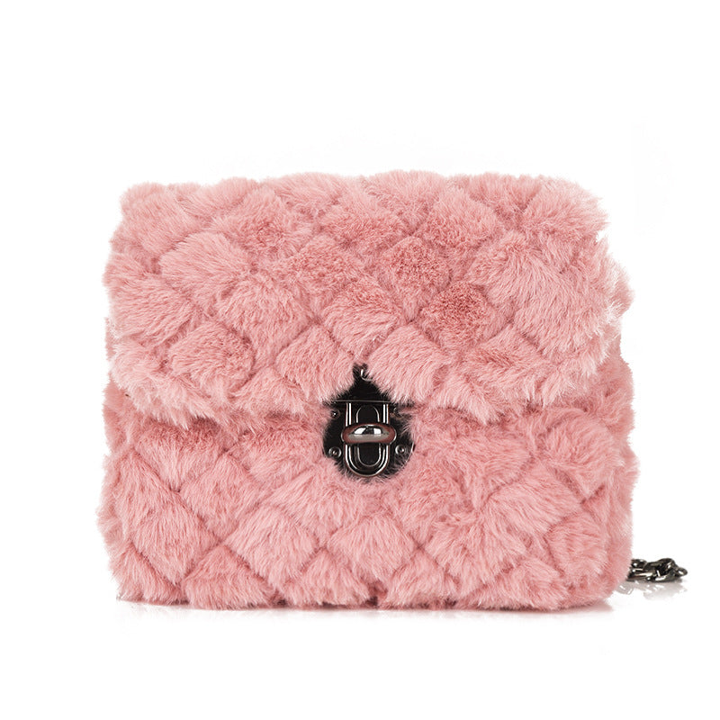 Women's Fashion All-match Plush Chain Shoulder Messenger Bag