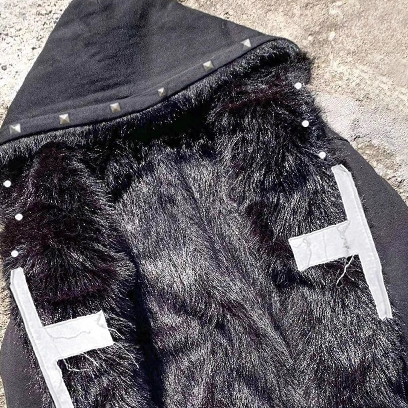 Street Furry Hooded Zip-up Reversible Jacket