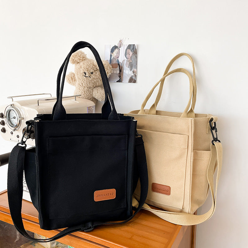 Women's Fashionable And Versatile Solid Color Thousand Layer Canvas Bag
