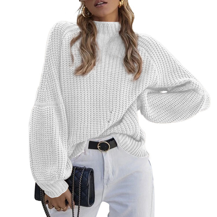 Autumn And Winter New Loose Half-high Collar Sweater