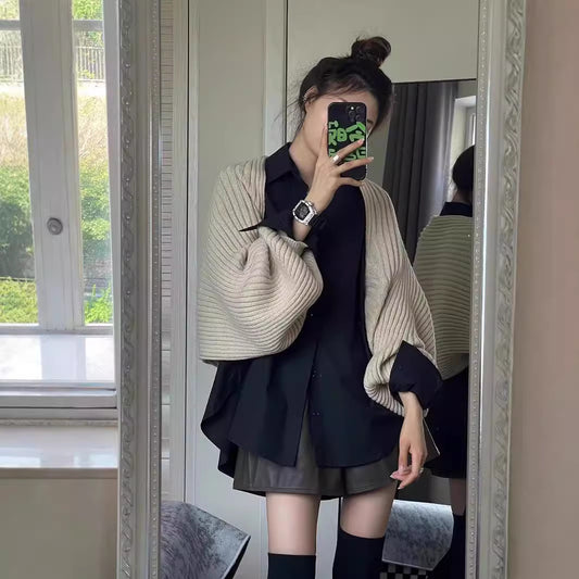 American Style Loose Lazy Style Long Sleeve Knitted Sweater