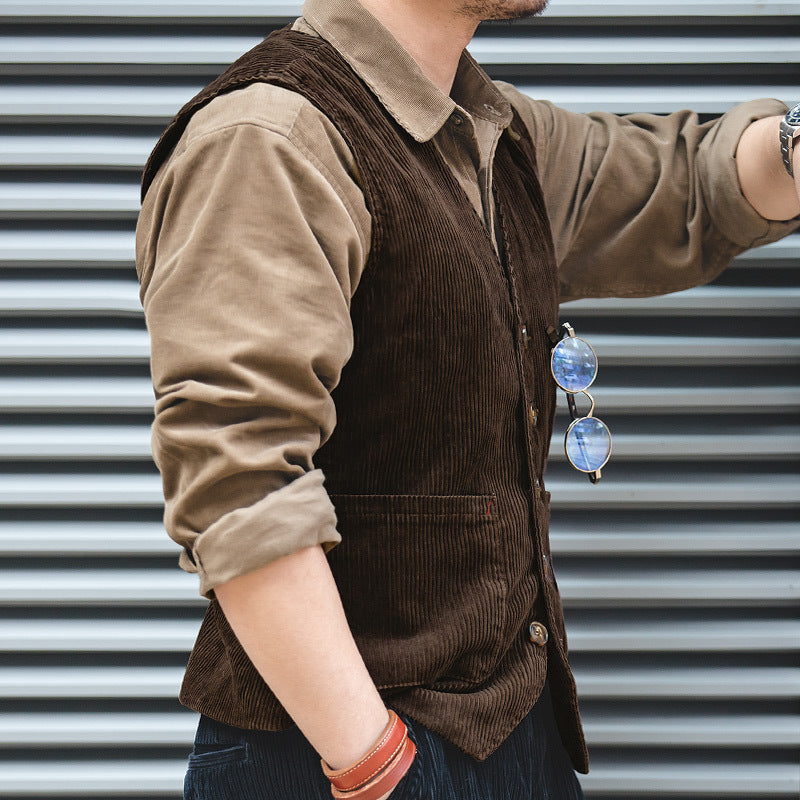 Men's American Retro Vest Corduroy Vest