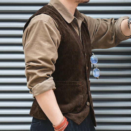 Men's American Retro Vest Corduroy Vest