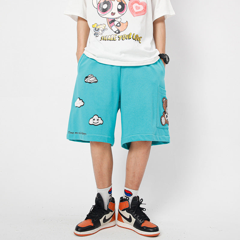 Fashion Printing Street Couple Loose Five-point Pants