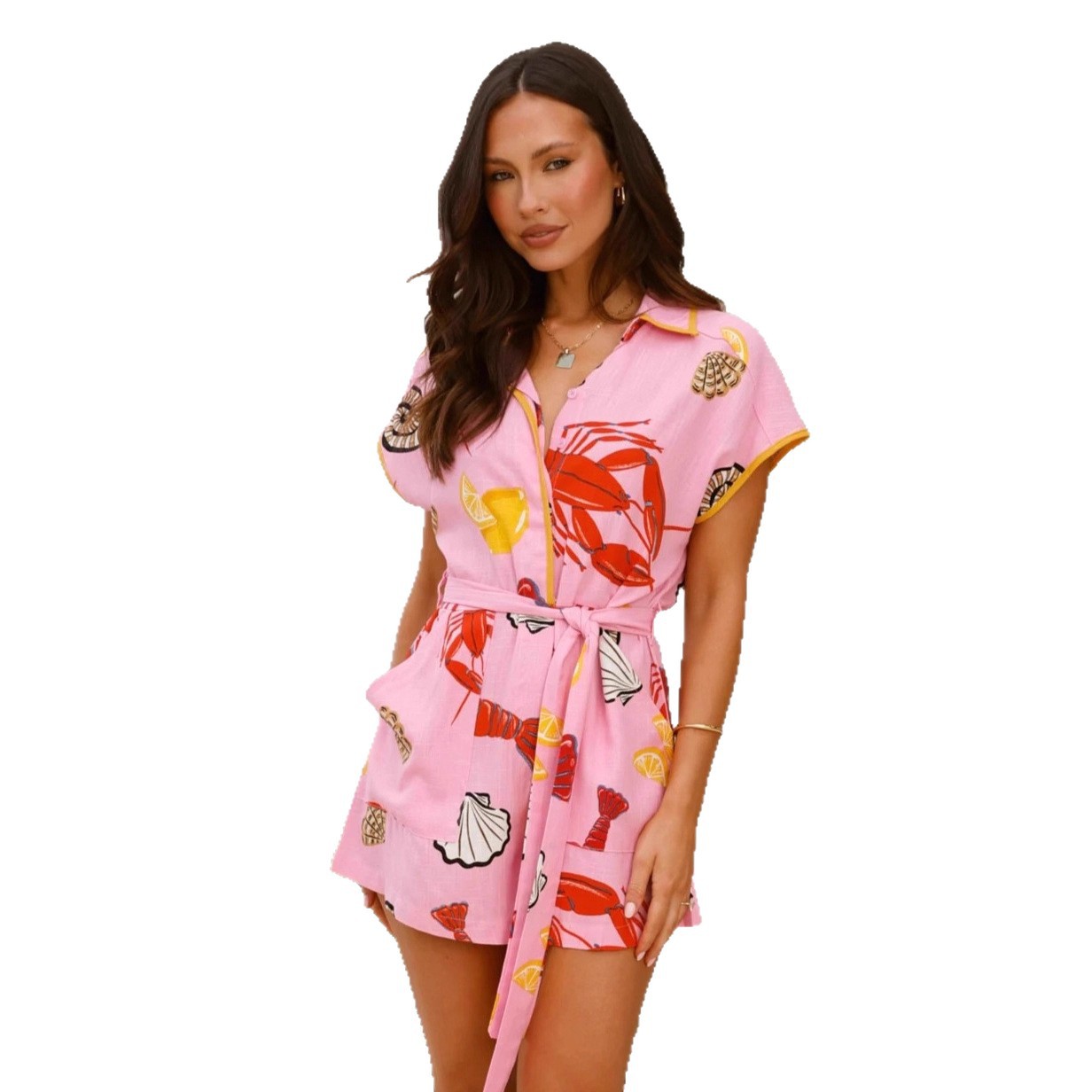 Stylish Printed Casual Resort-Style Linen Jumpsuit