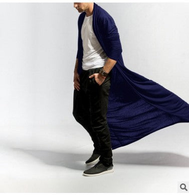 Slim Long Trench Coat Casual Fashion Solid Color Men'S Top
