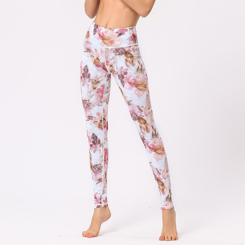 Women's Yoga Pants Digital Print High Waist Cropped Hip Pants