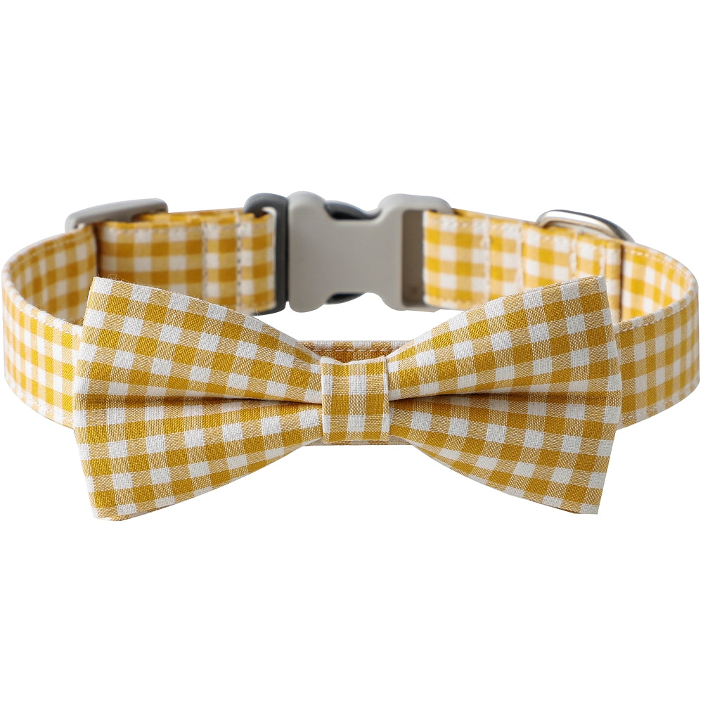Checkered Dog Collar And Bow Tie In Multiple Colors