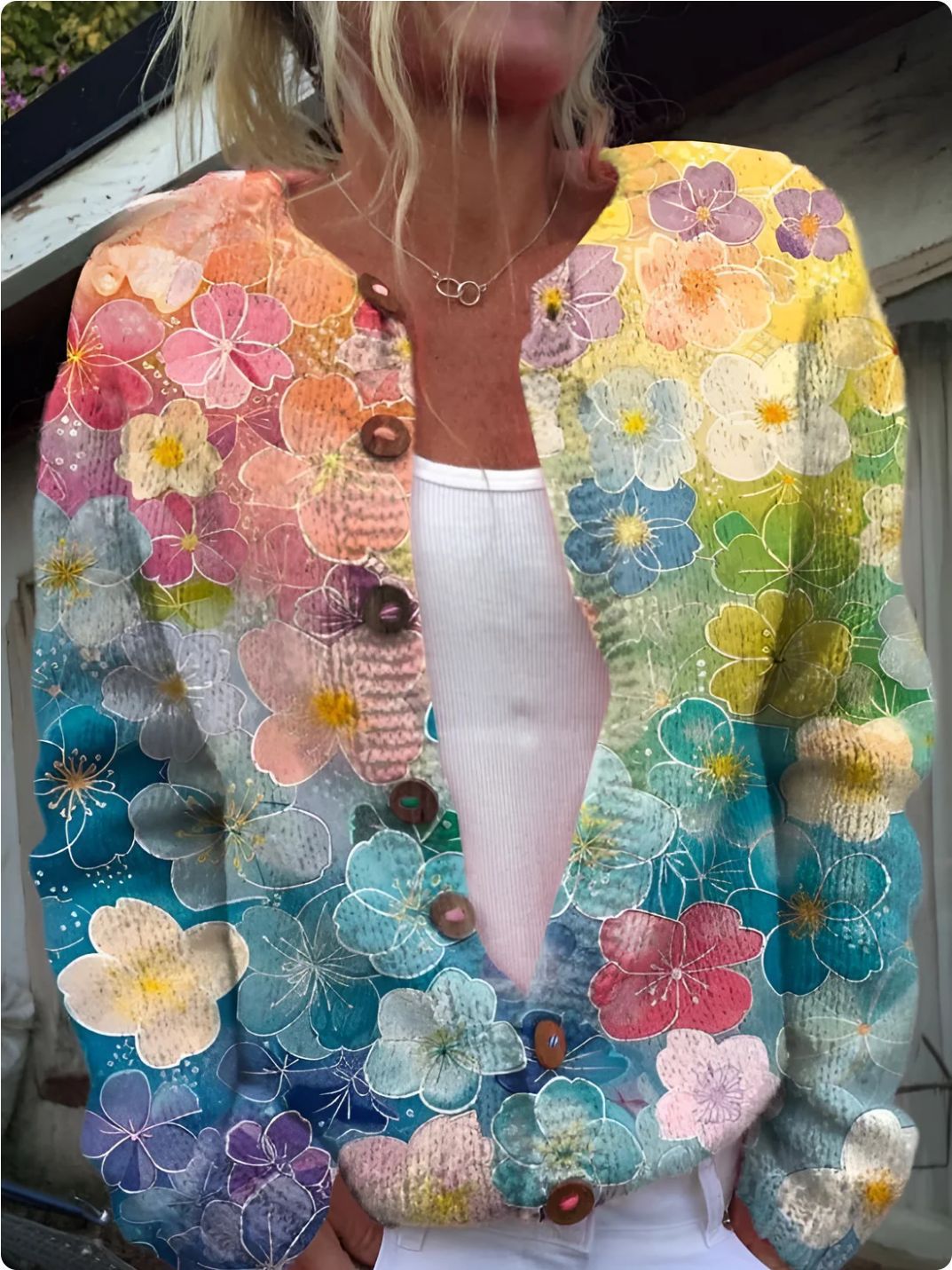 Digital Printing Cardigan Coat Outerwear Women 3D