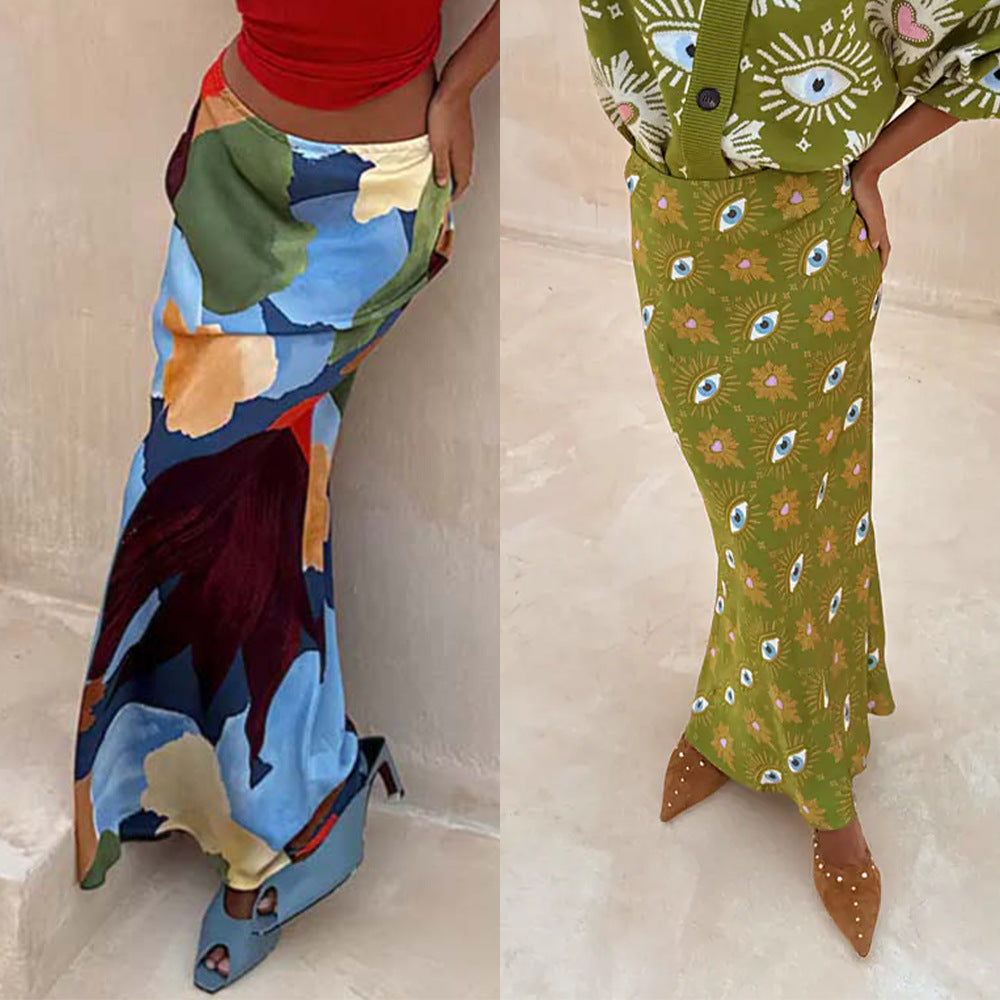 Printed Elastic Waistband Fashionable And Casual
