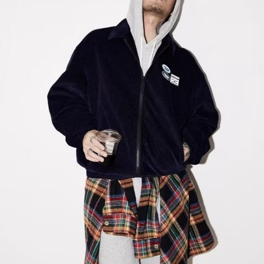 American-style Retro Color-block Plaid Long-sleeve Shirt