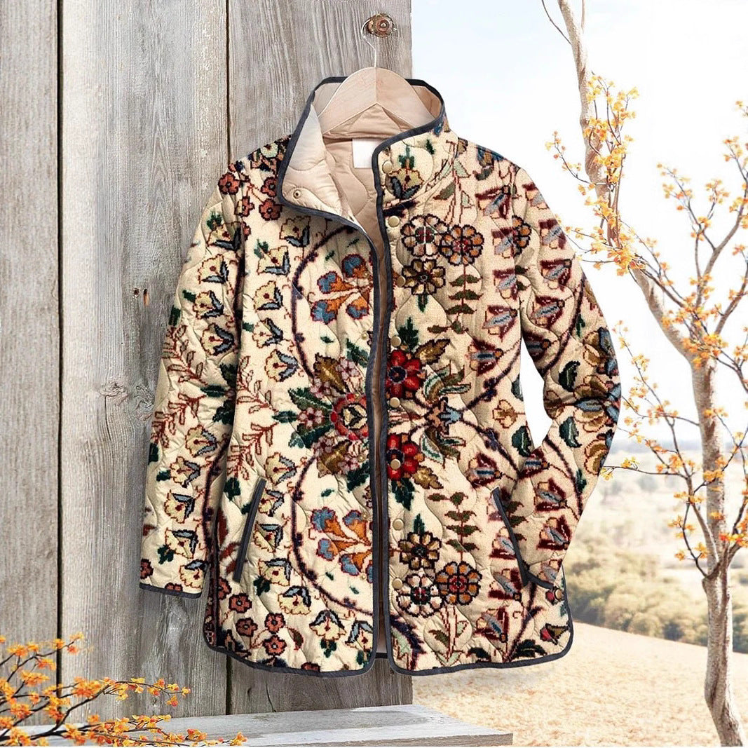 Female Loose Casual Print Personality Cotton Coat Jacket