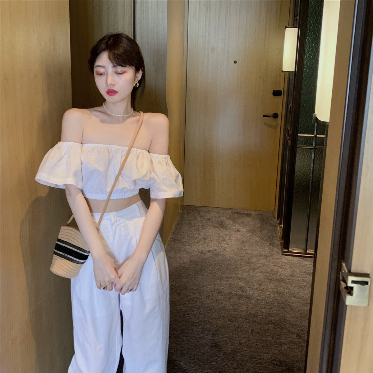 One-shoulder Slim Short-sleeved Shirt Women's Summer