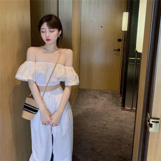 One-shoulder Slim Short-sleeved Shirt Women's Summer