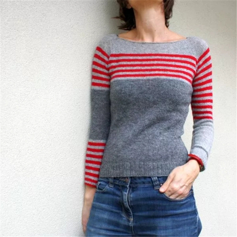 Round Neck Loose Multicolor Pullover Sweater