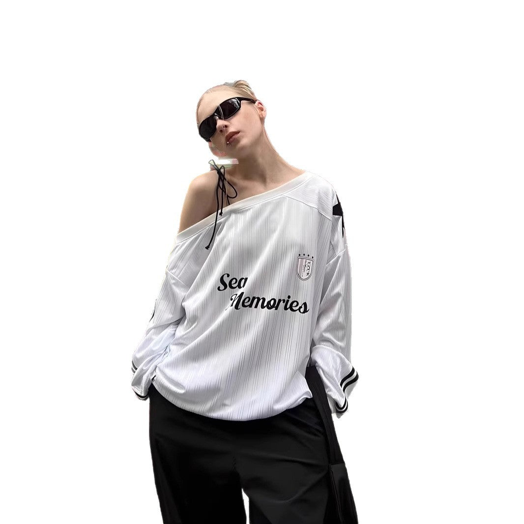Amerikansk sweatshirt med skulderlangt ærme og bogstavtryk