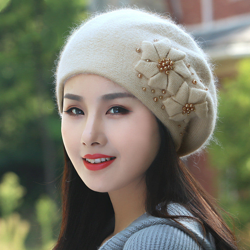 Women's All Match Fleece Warm Rabbit Wool Beanie