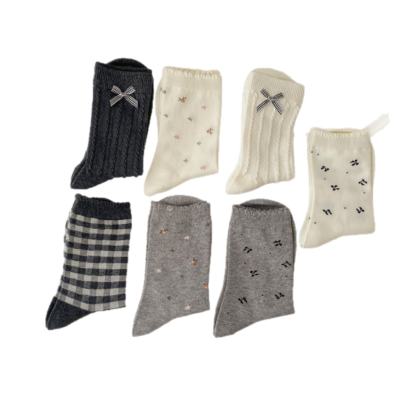 SpringSummer 3D Bowknot Boneless Mid-Calf Socks