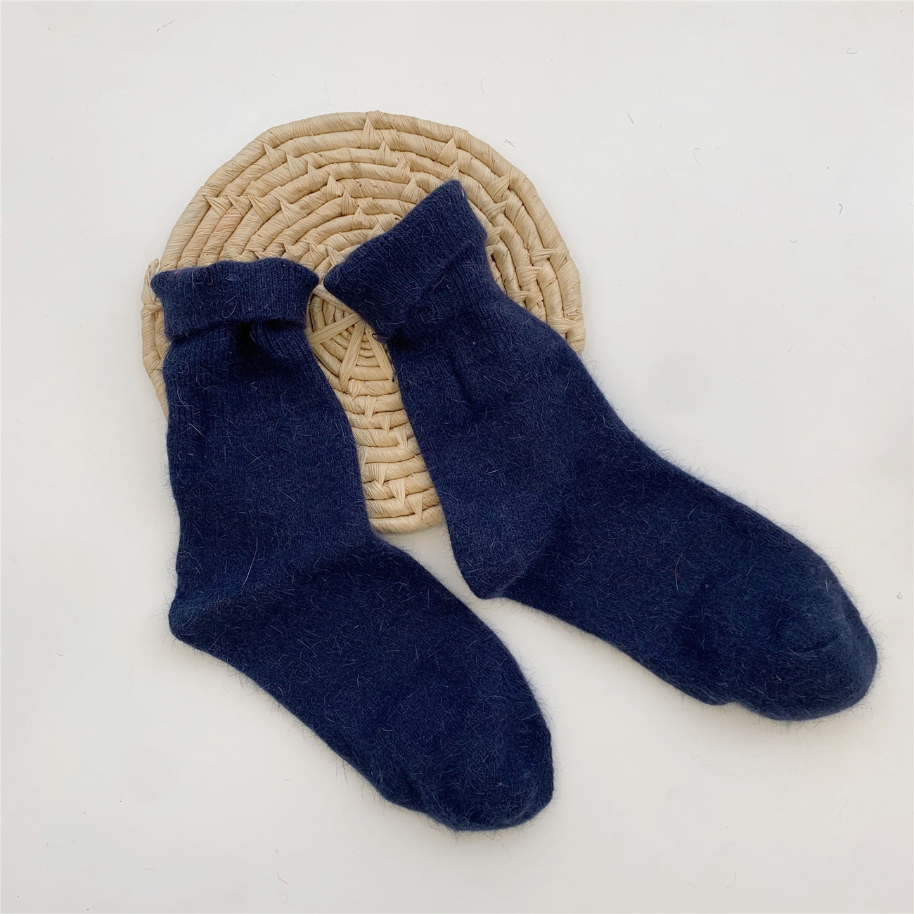Thickening Warm Solid Color Rabbit Fur Women's Socks