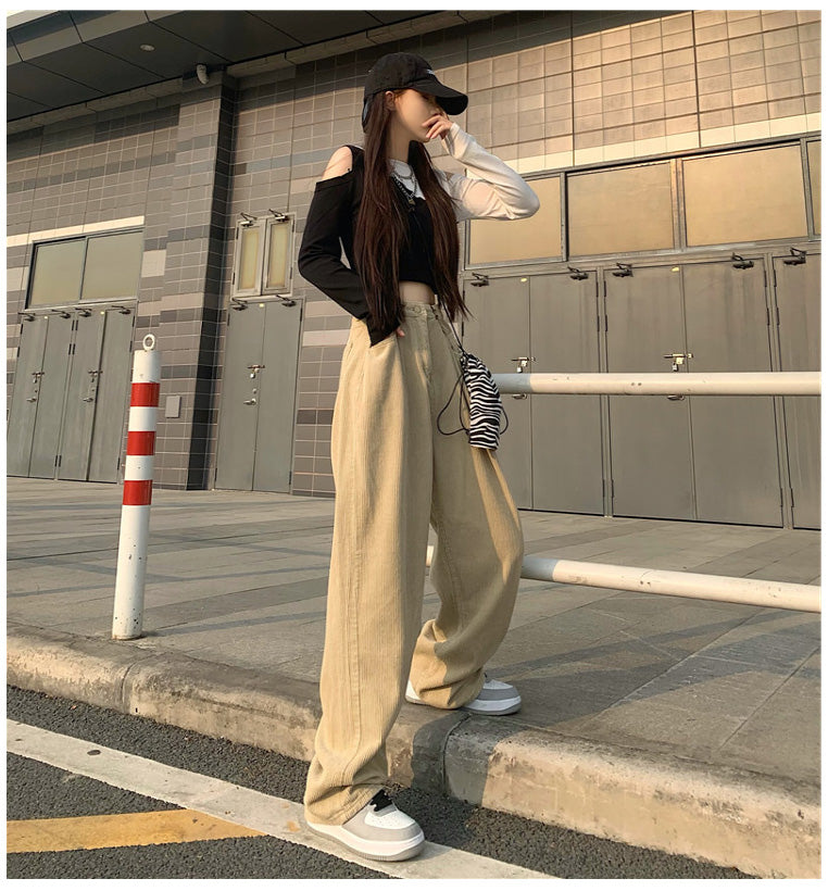 Oversized Corduroy Autumn Women's Loose Wide Leg Pants