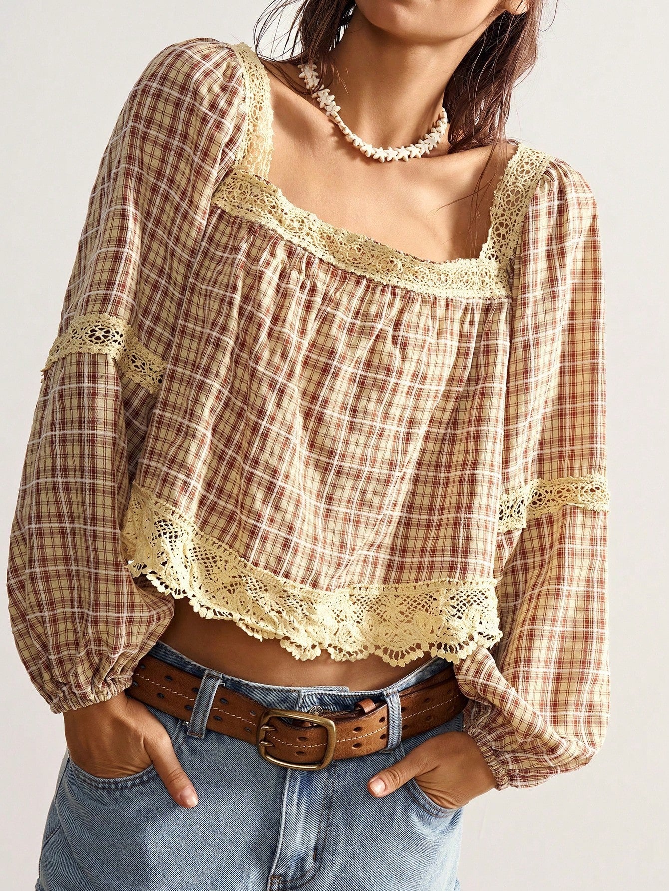 Patchwork Lace Blouse Women's Top