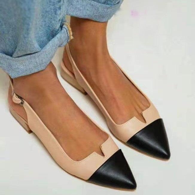 Spring Summer New Women's Shoes Pointed Flat Bottom Pumps Color Matching Low Heel Shoes