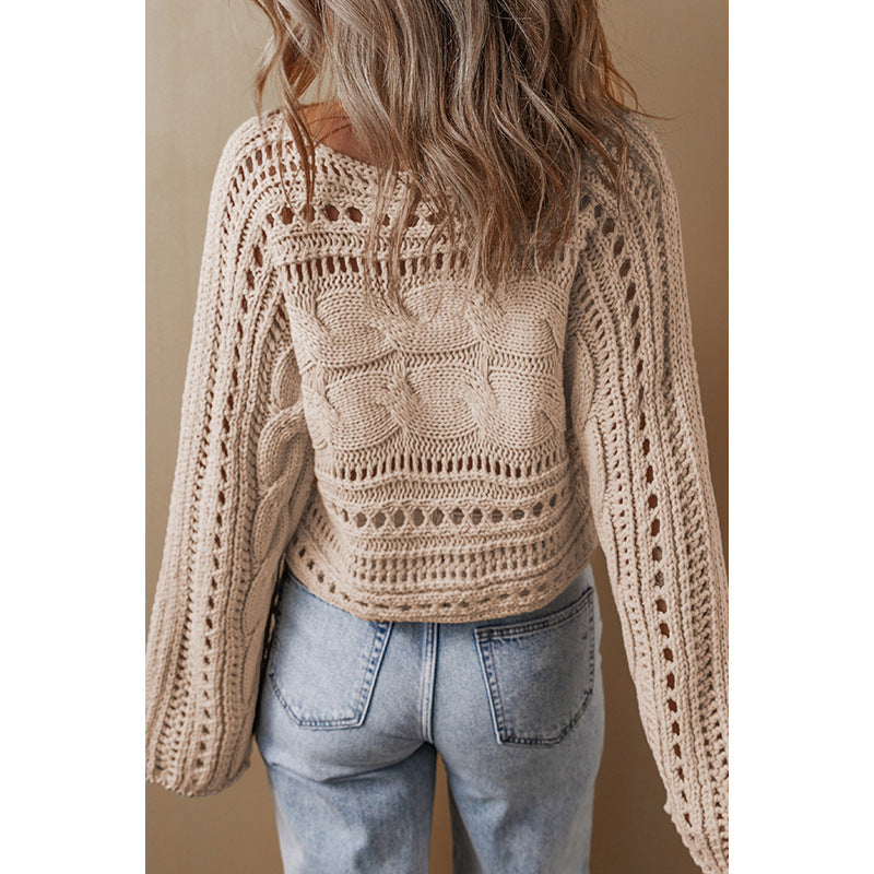 Women's Round Neck Knitted Long-sleeved Pullover