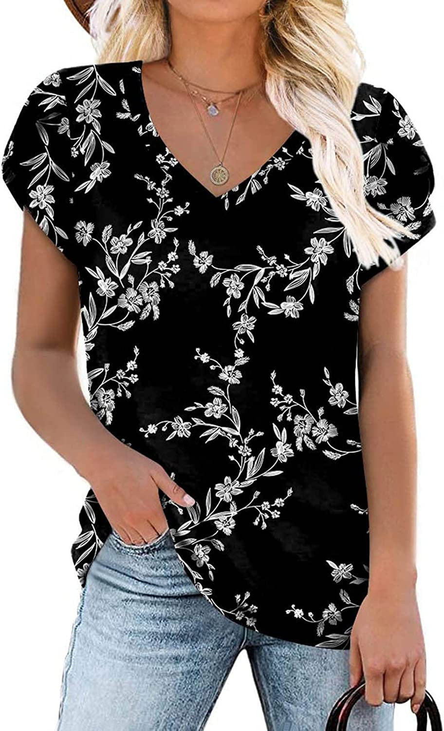 Milk Silk Abstract Character Positioning Printed V-neck