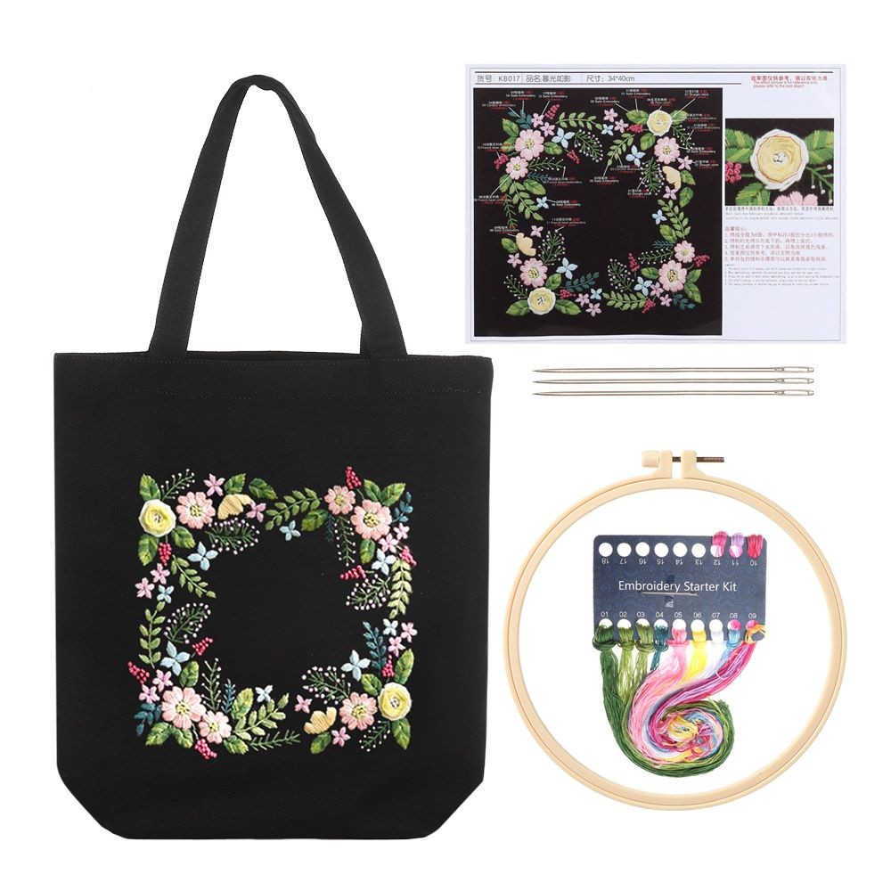 Hand-embroidered Canvas One-shoulder Handbag