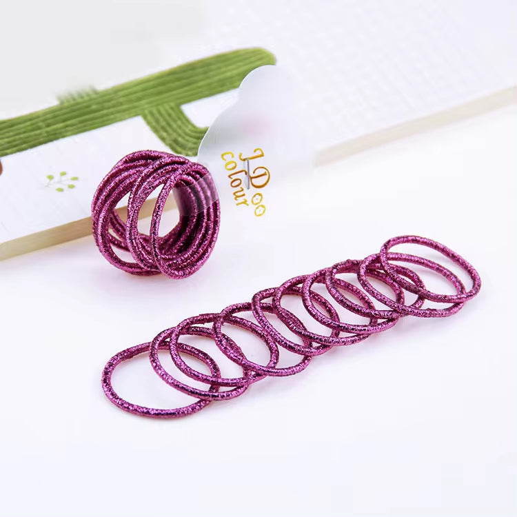 10-pack High Elastic Shiny Children's Thumb Rubber Band Gold Leaf Hair Band Accessories