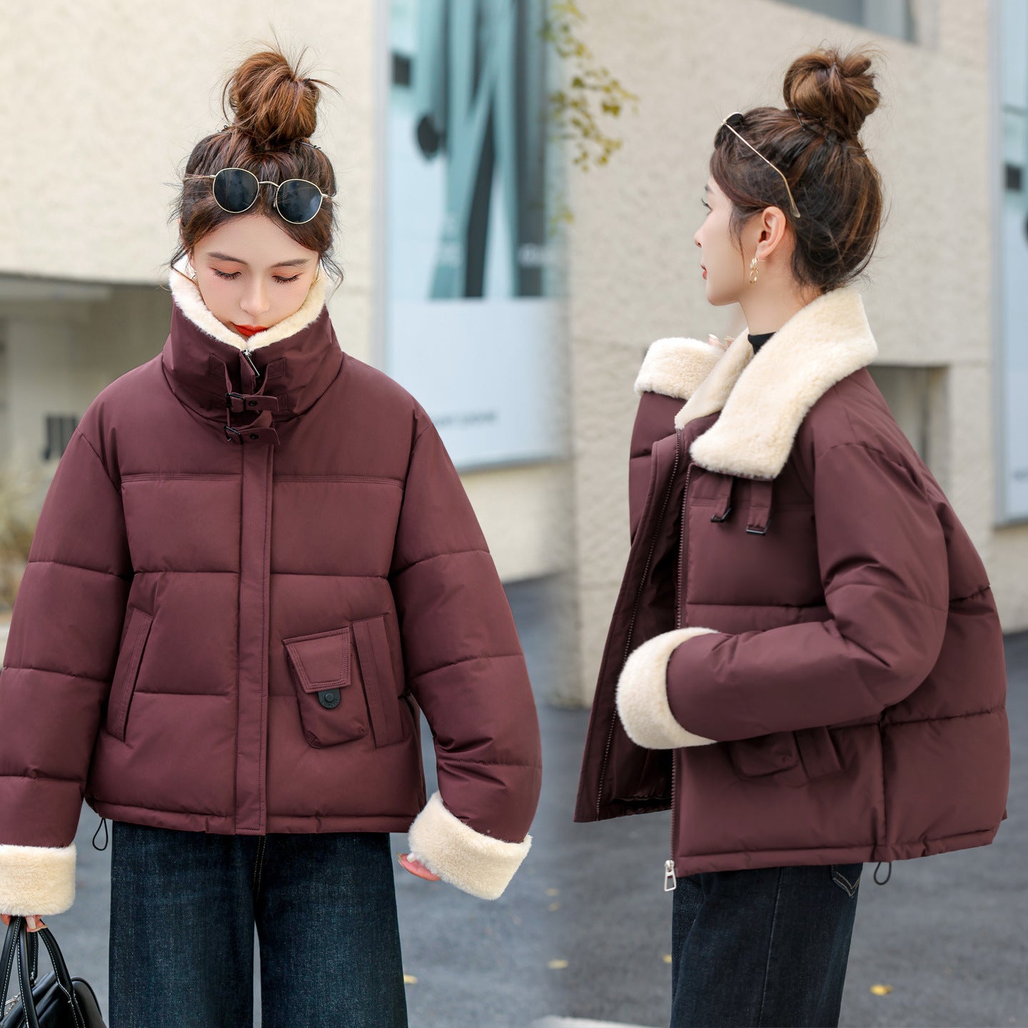 Lamb Wool Large Lapel Korean Style Casual Thickening Coat