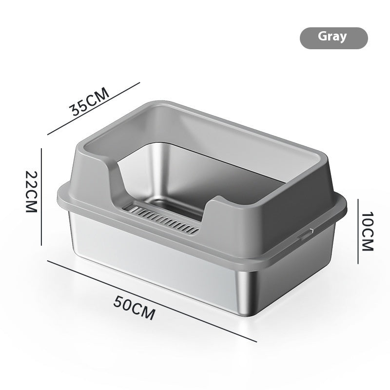 Stainless Steel Litter Box Open Deepening Semi-closed