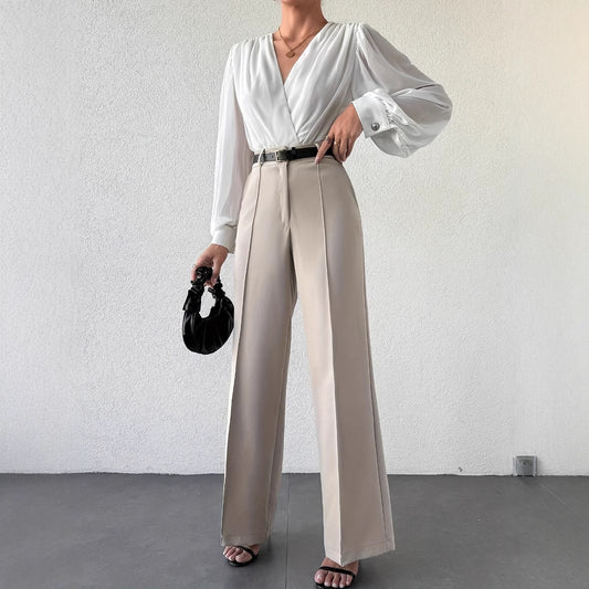 Temperament High Waist Slimming And Straight Casual Trousers