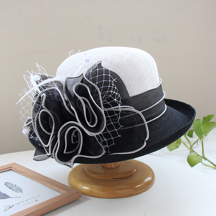 Top Hat Curling Women's Lightweight Linen Curling Flower Sun Hat