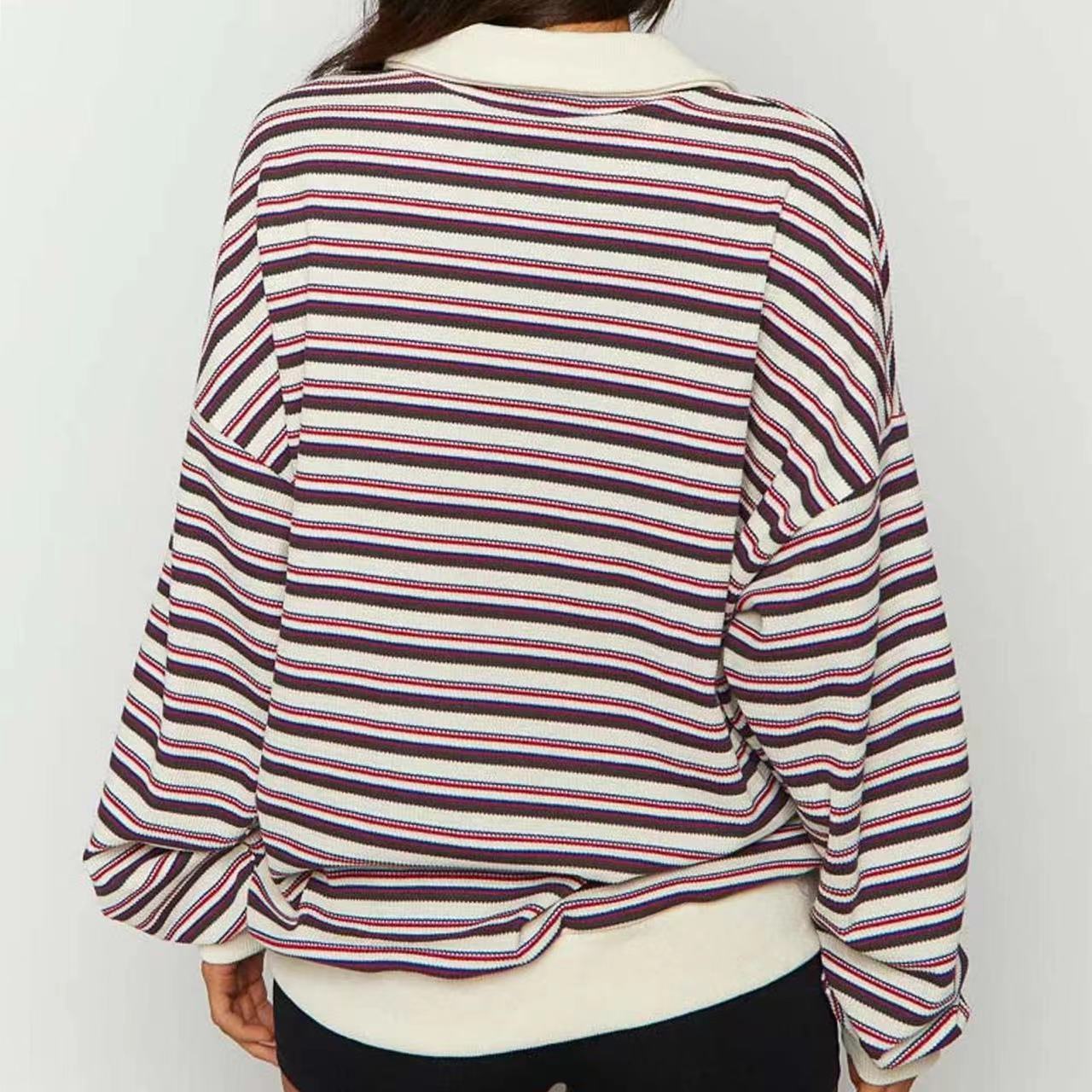 POIO Collar Loose Casual Long Sleeves Sweater  Top