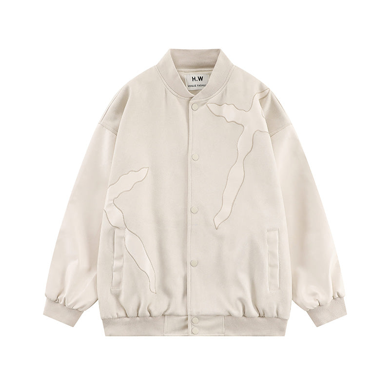 Heavy Industry Veneer Embroidery Flame Cross Baseball Uniform Jacket