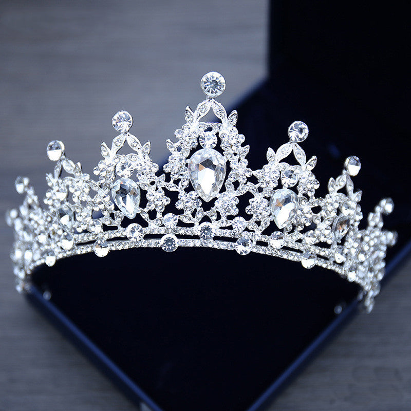 New Style Bridal Necklace Headwear Three-piece Set With Rhinestone Crown Wedding Accessories