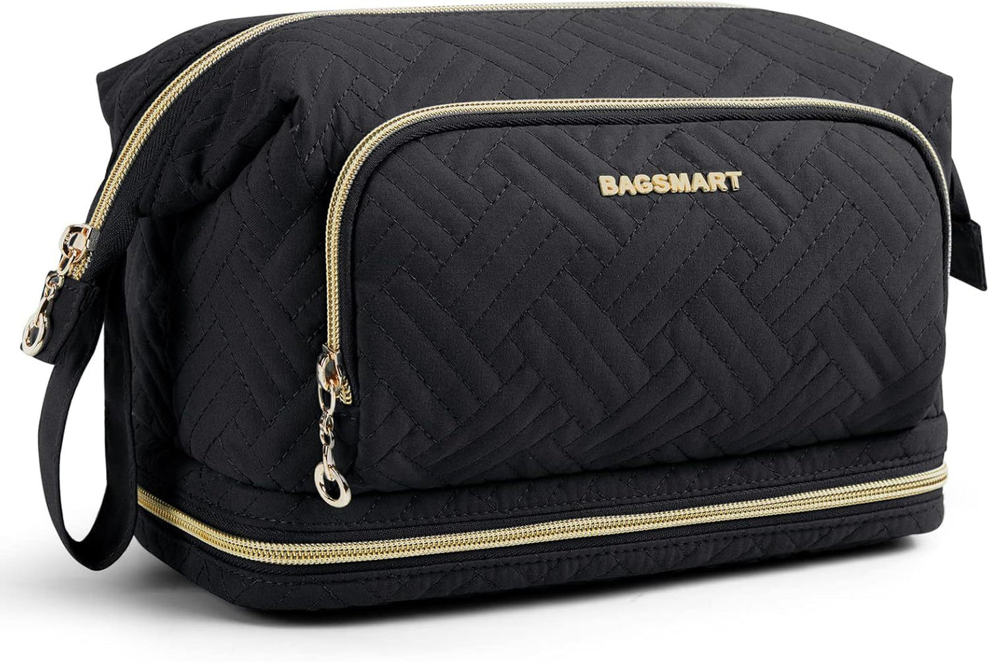 Large Wide-opening Quilted Makeup Bag