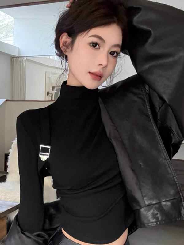 Turtleneck Long Sleeve T-shirt Women's Slim Bottoming Shirt