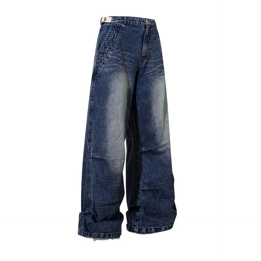 Loose Pleated Wide Leg Straight Jeans