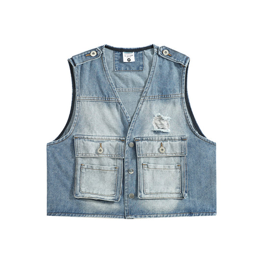 Fashion Street Functional Hole Frock Vest Male