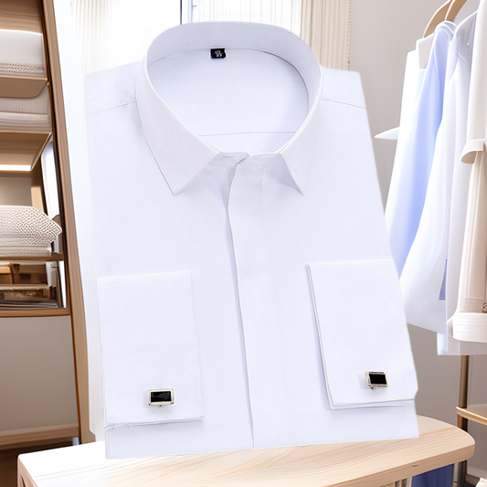 Hvid Skjorte Til Mænd Med Lange Ærmer, Strygefri, Slim Fit