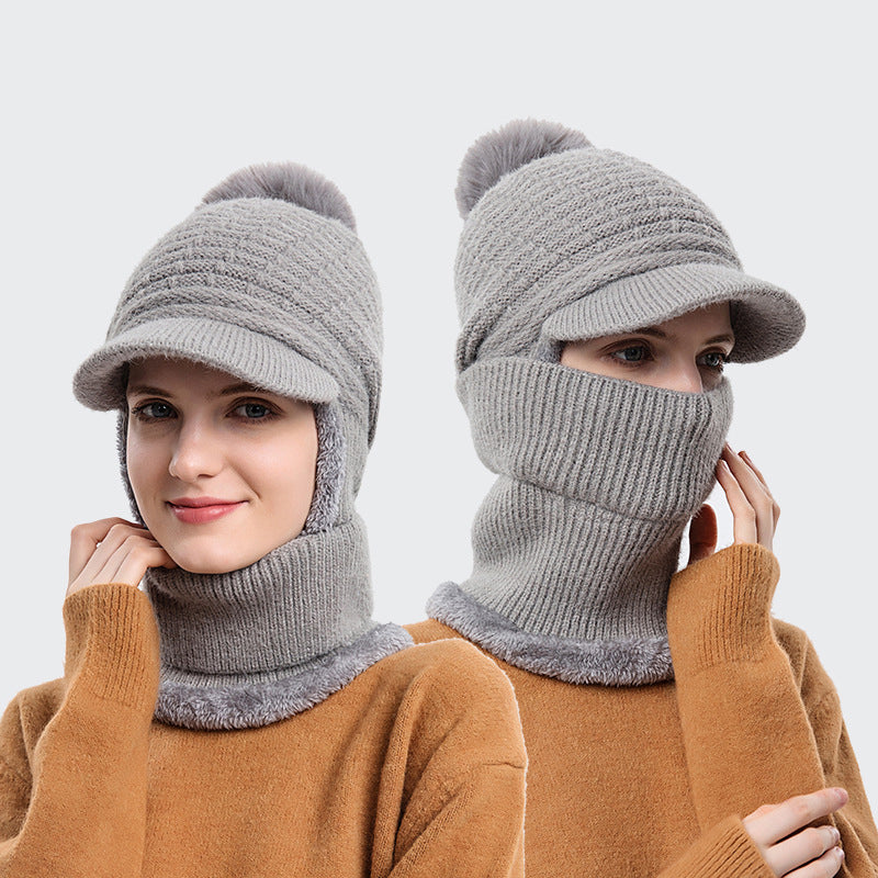 Women's Plush Thickened Warm Knitted Hat Ear Shield