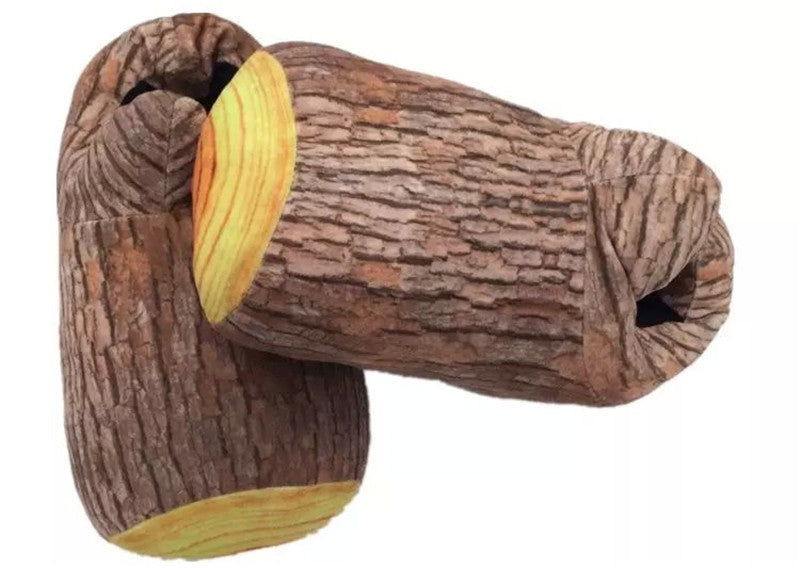 Creative Simulation Wood Grain Cotton Slippers Winter Couple Keep Warm