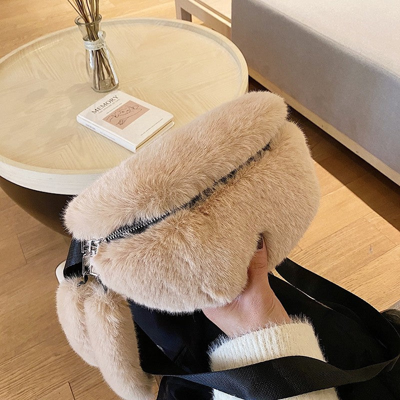 Women's Fashion Shoulder Fur Messenger Bag