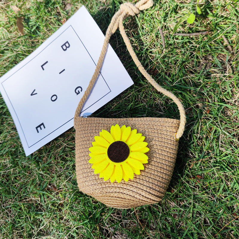 Grass Woven Bag For Children's Cute Crossbody